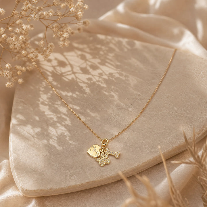 CALEO lifestyle necklace image - Paw, Heart & Bone Dangle Charm - 2026-07-22