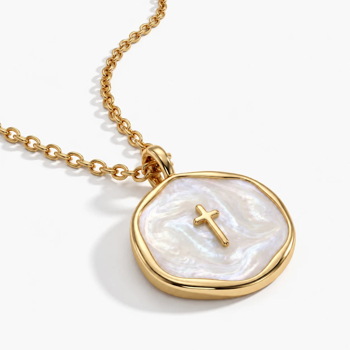 Pearl Grace Cross Necklace - pearl grace cross white thumbnail