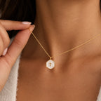 Pearl Grace Cross Necklace - pearl grace cross white chain detail