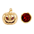 Personalised Halloween pumpkin necklace with January Garnet eyes and matching gemstone