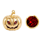 Personalised Halloween pumpkin necklace with January Garnet eyes and matching gemstone