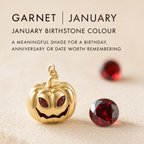 January Garnet colour story for personalised Halloween pumpkin necklace