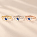 Two-birthstone heart ring in Gold, Silver and Rose Gold finishes