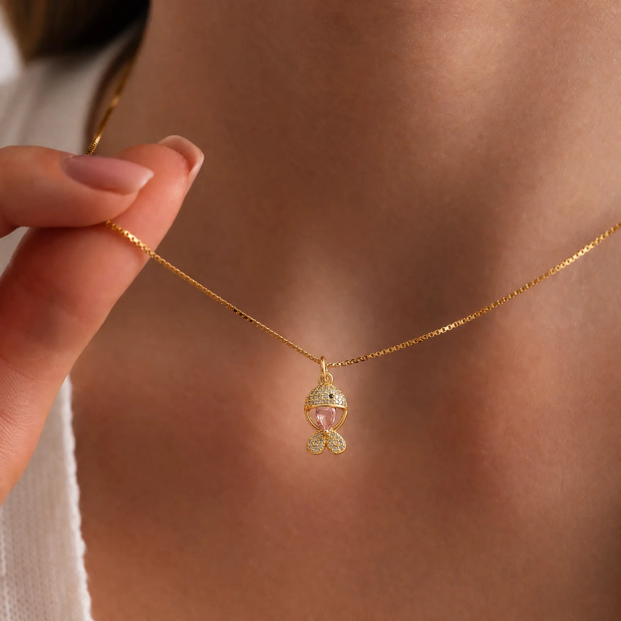 CALEO lifestyle necklace image - Pink Crystal Fish Dangle Charm - 2026-07-22