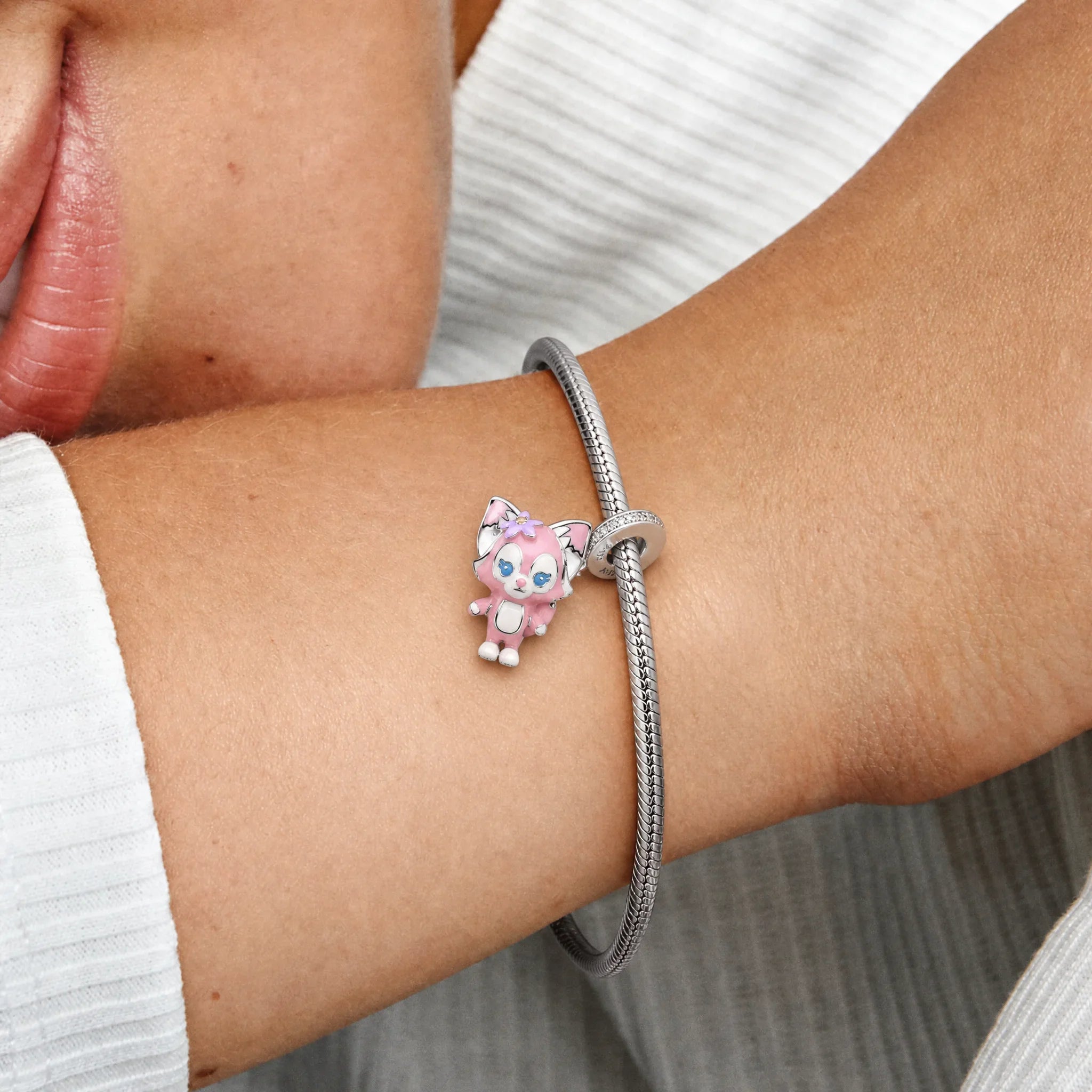 Pink Fairy Cat Charm lifestyle jewelry image