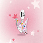CALEO Japanese charm thumbnail - Pink Origami Crane Dangle Charm - pink star background - 2026-07-22