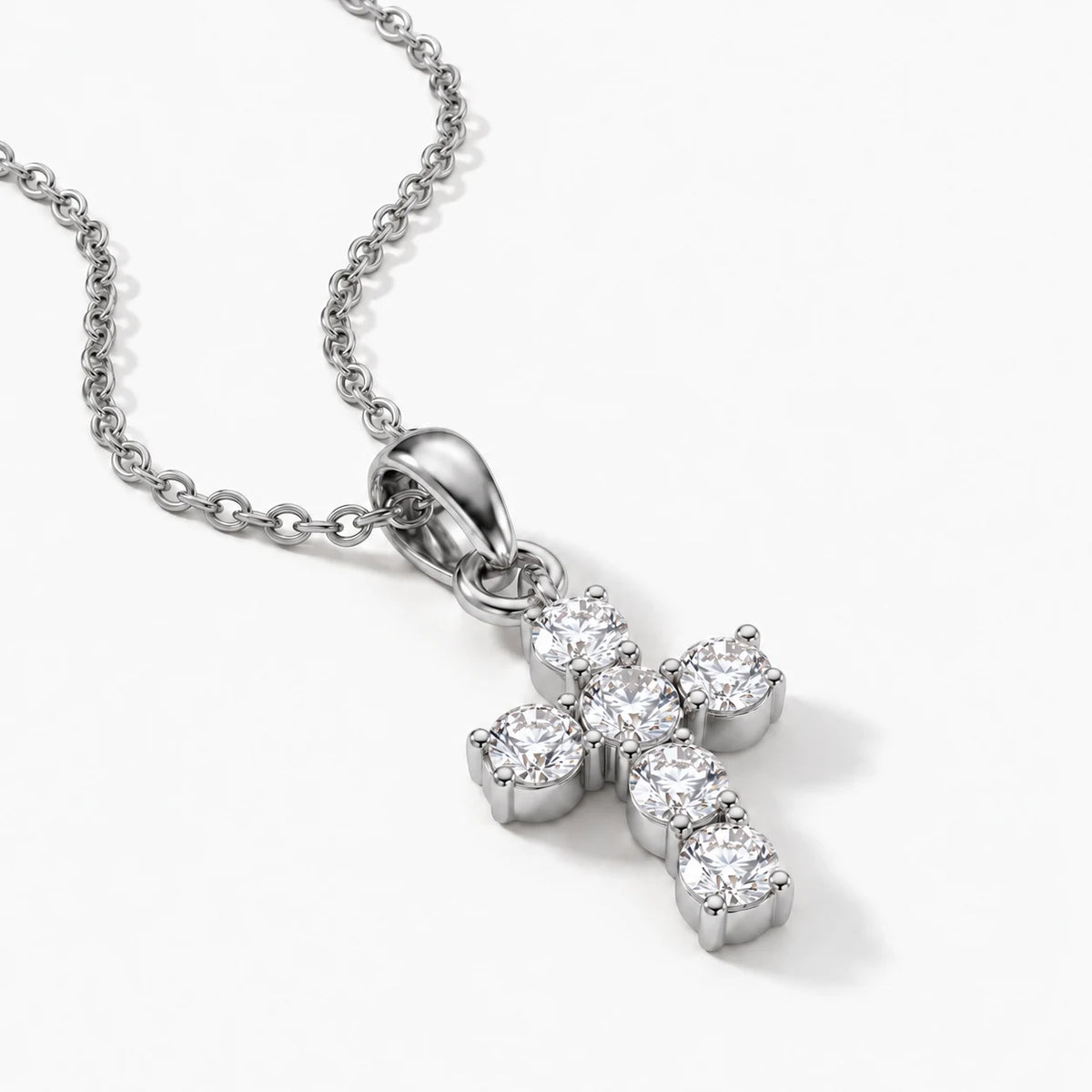 Quiet Faith Crystal Cross Necklace - quiet faith silver thumbnail
