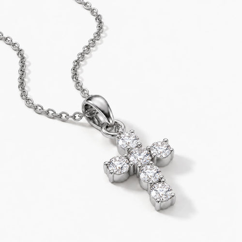 Quiet Faith Crystal Cross Necklace - quiet faith silver thumbnail
