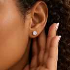 Radiant Crystal Studs - radiant crystal studs worn ear detail