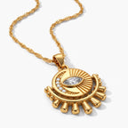 Radiant Eye Medallion Necklace - thumbnail gold