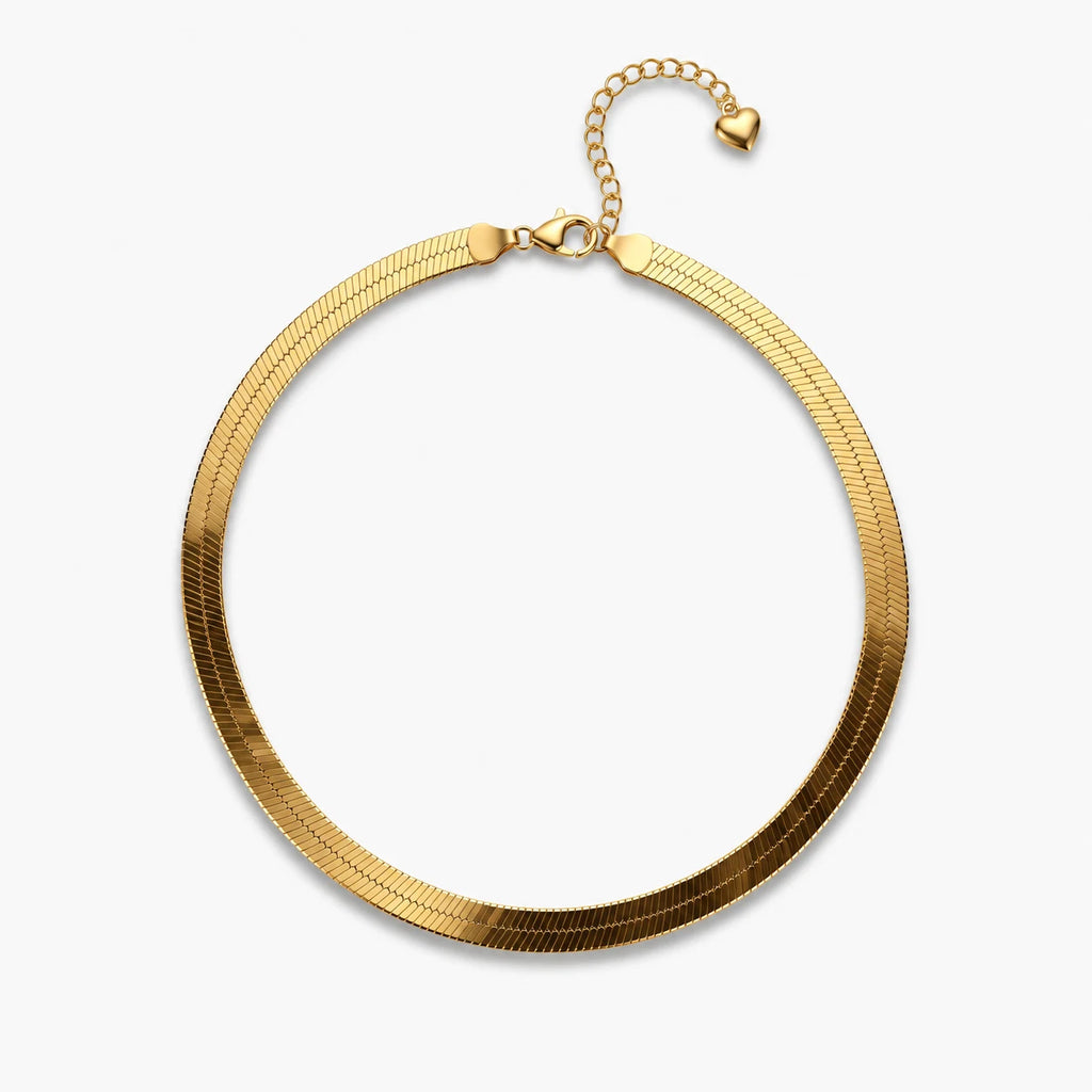 Radiant Herringbone Choker - full product gold