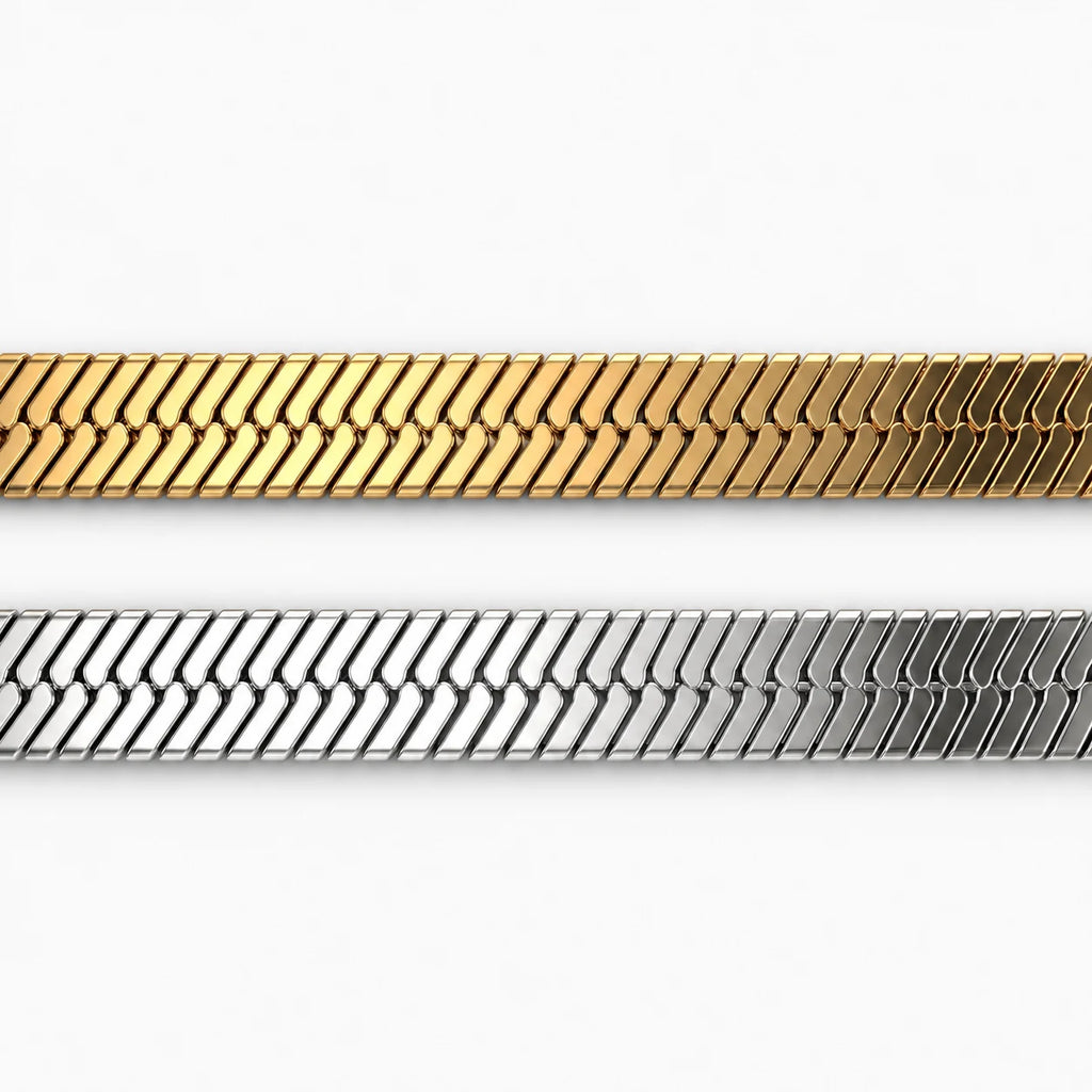 Radiant Herringbone Choker - macro dual finish
