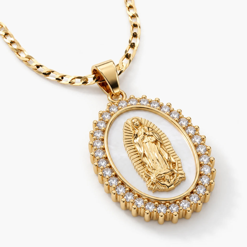 Radiant Mary Medallion Necklace - thumbnail gold