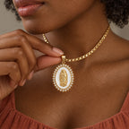Radiant Mary Medallion Necklace - lifestyle pinching bail