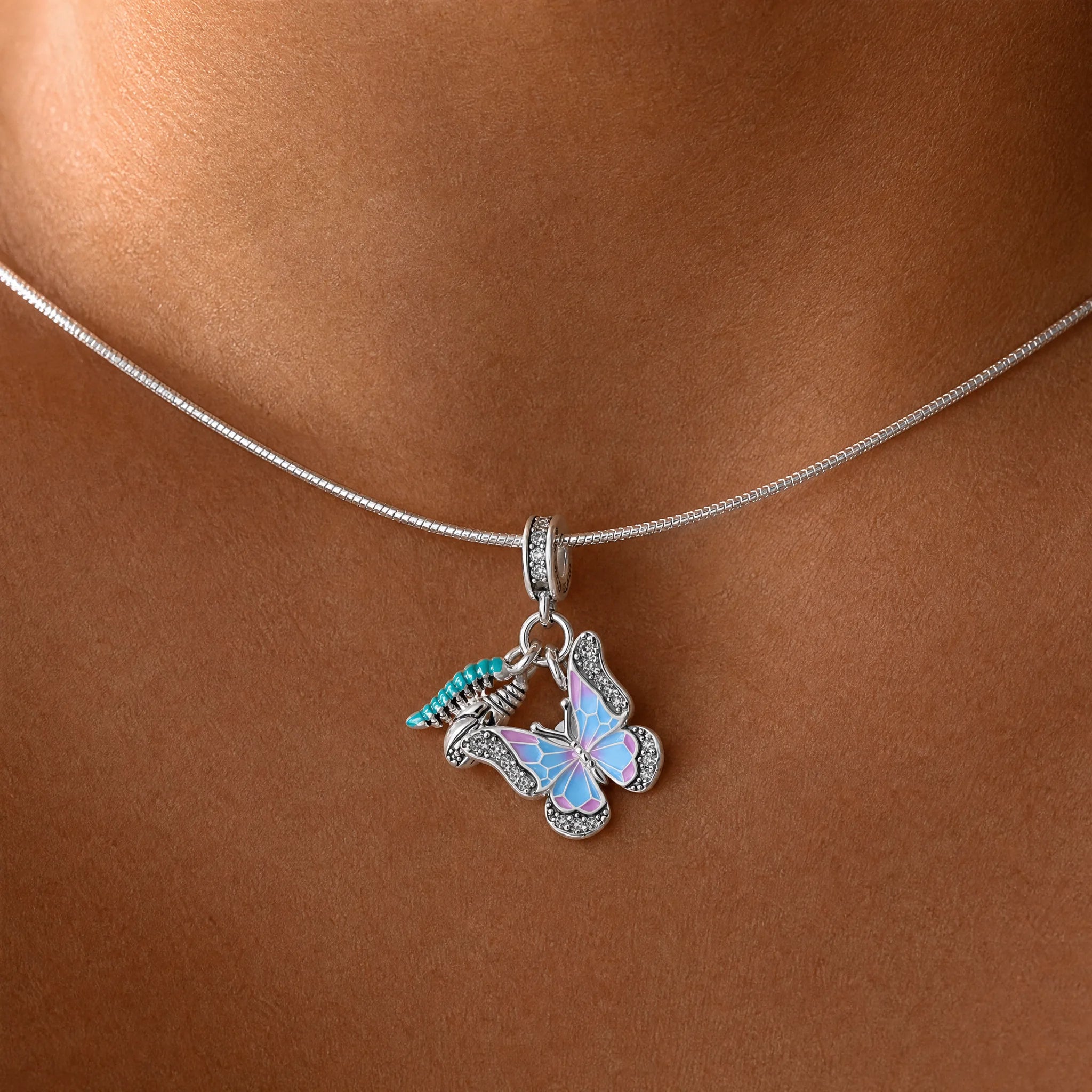 CALEO lifestyle necklace image - Butterfly & Crystal High Heel Dangle Charm - 2026-07-22