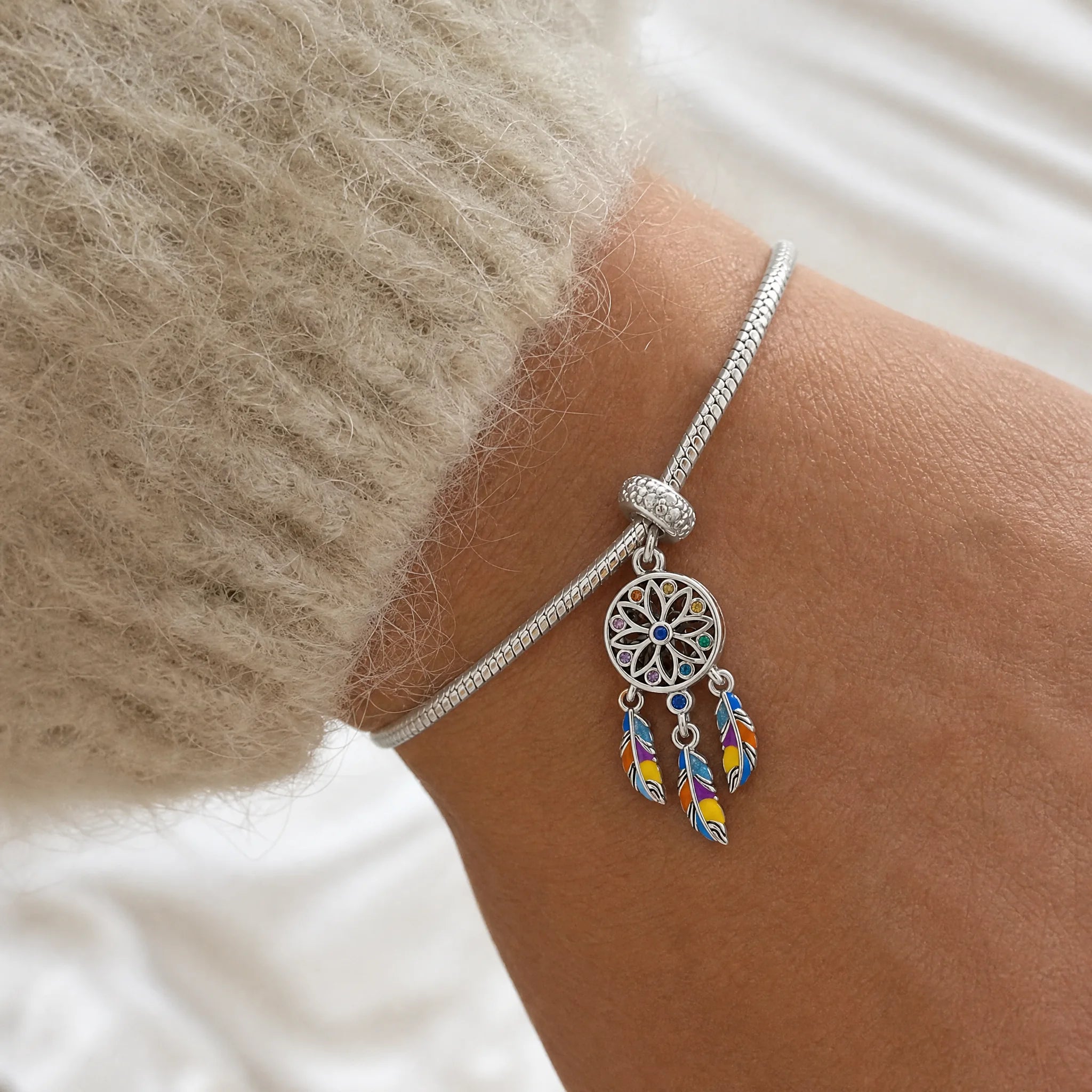 CALEO lifestyle necklace image - Rainbow Dreamcatcher Dangle Charm - 2026-07-22