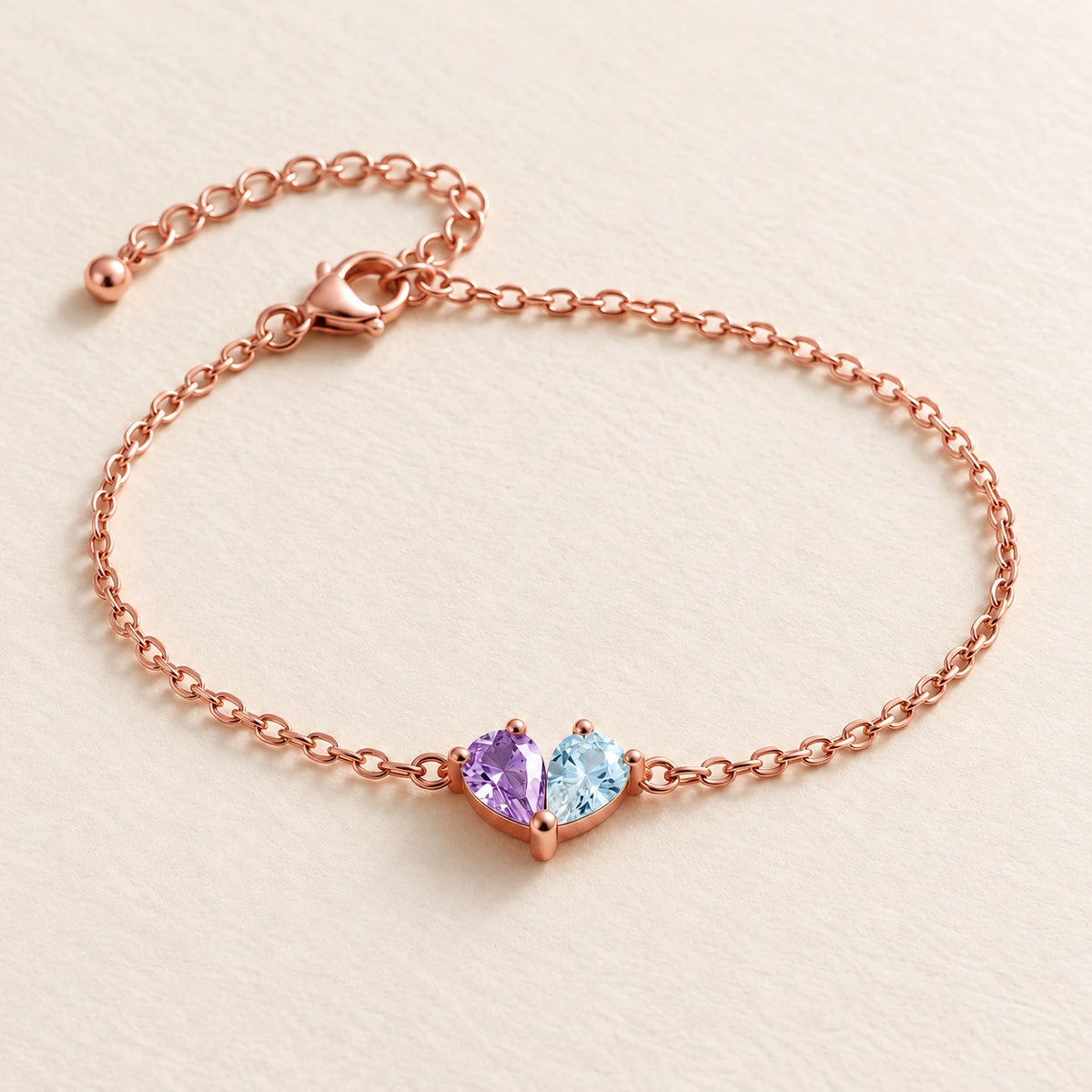 Duo Heart Birthstone Bracelet
