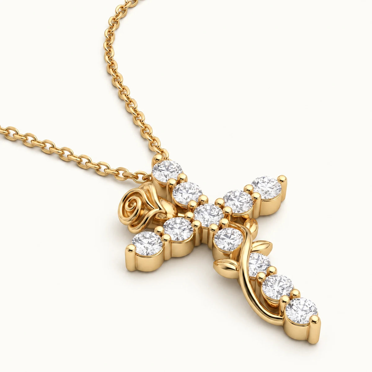 Rosevine Cross Necklace - rosevine cross gold thumbnail