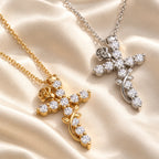 Rosevine Cross Necklace - rosevine cross gold silver