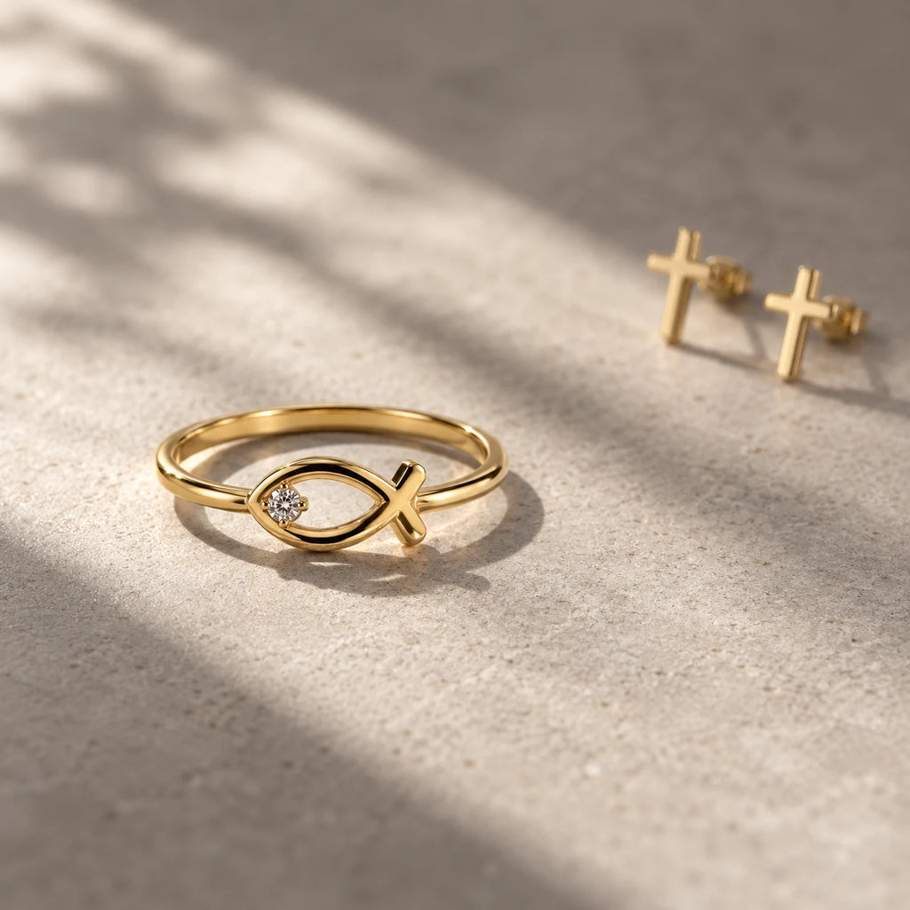 Sacred Ichthys Ring - editorial gold