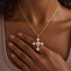 Sacred Light Cross Necklace - lifestyle hand on chest