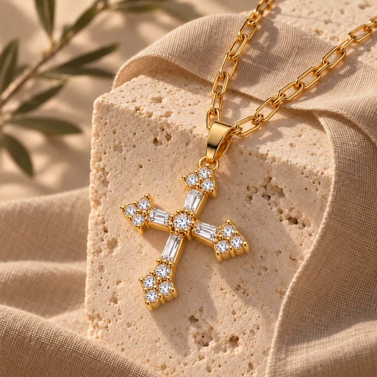 Sacred Light Cross Necklace - stilllife travertine