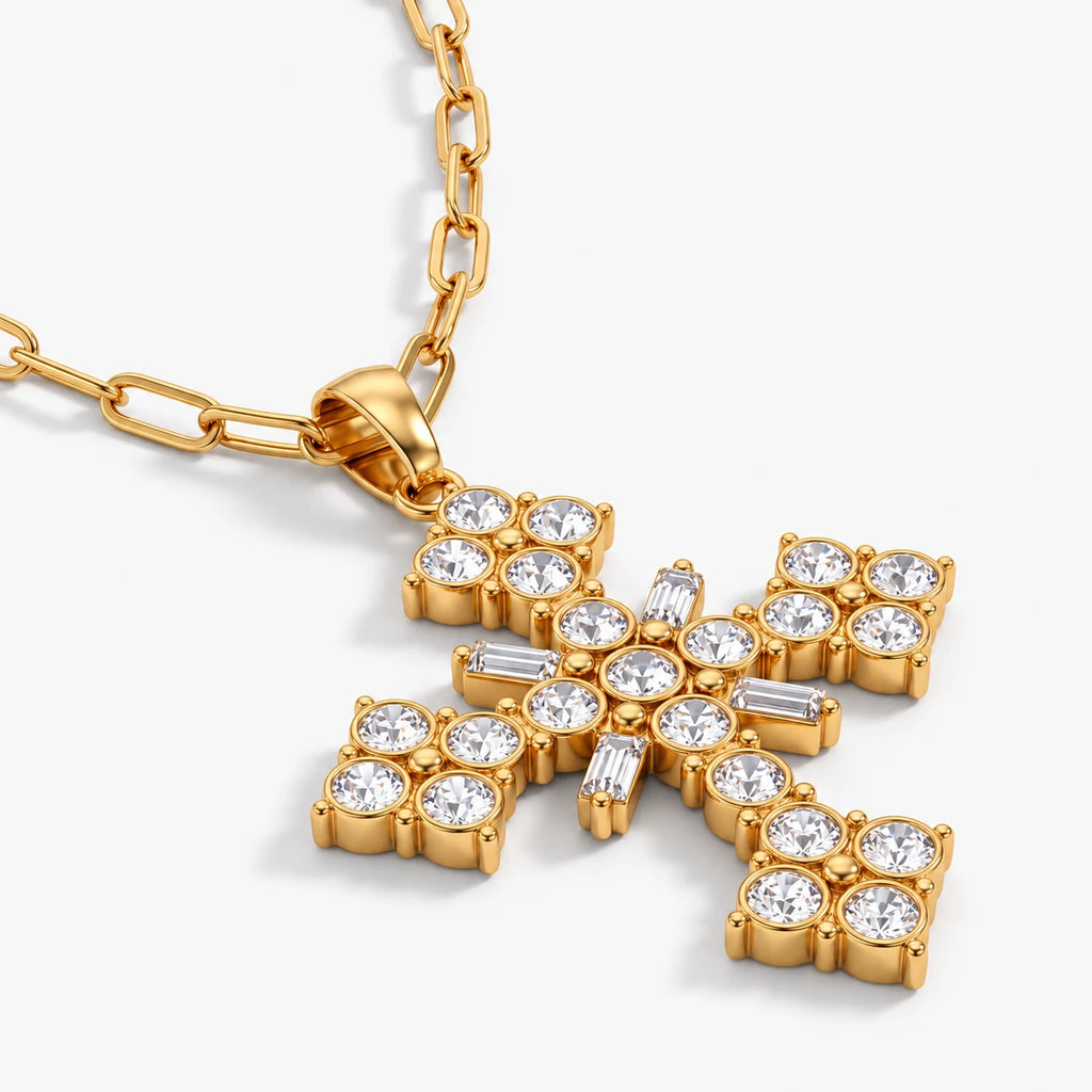 Sacred Radiance Cross Necklace - thumbnail gold