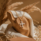Sacred Radiance Cross Necklace - still life gold