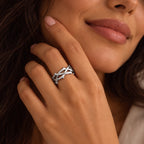 Sacred Thorn Woven Ring - lifestyle face silver