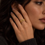 Sacred Thorn Woven Ring - lifestyle face gold