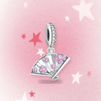 CALEO Japanese charm thumbnail - Sakura Folding Fan Dangle Charm - pink star background - 2026-07-22