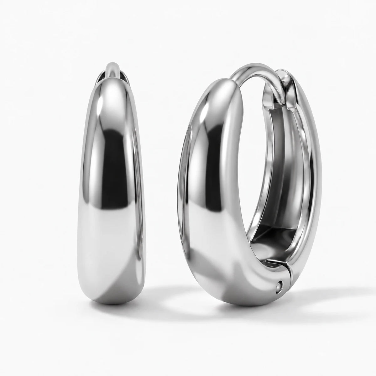 Sculpted Dome Huggie Hoops - thumbnail silver