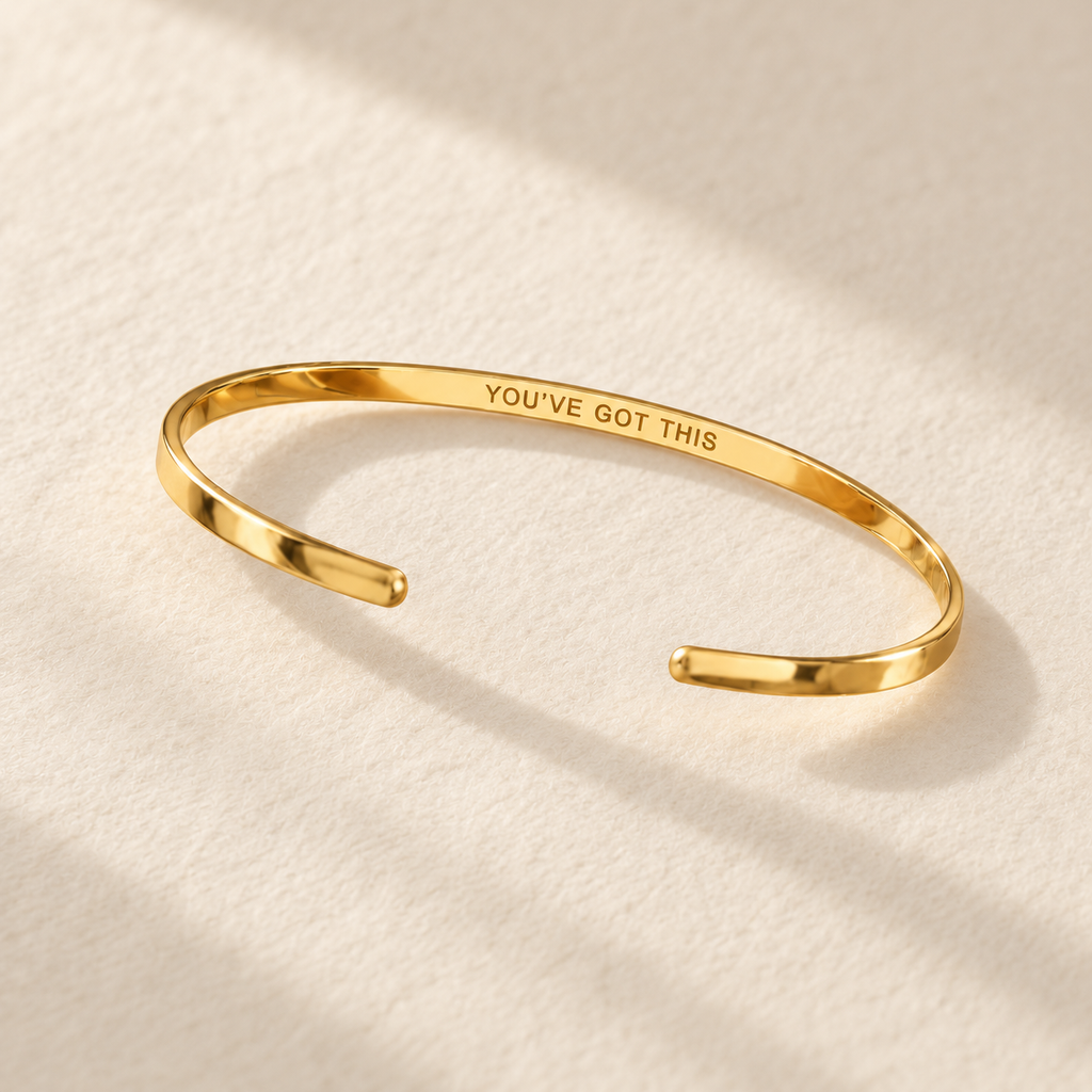 Secret Message Cuff Bracelet — neutral product still life