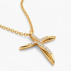 Seraph Curve Cross Necklace - thumbnail gold