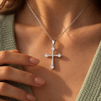 Serena Cross Necklace - lifestyle silver sage