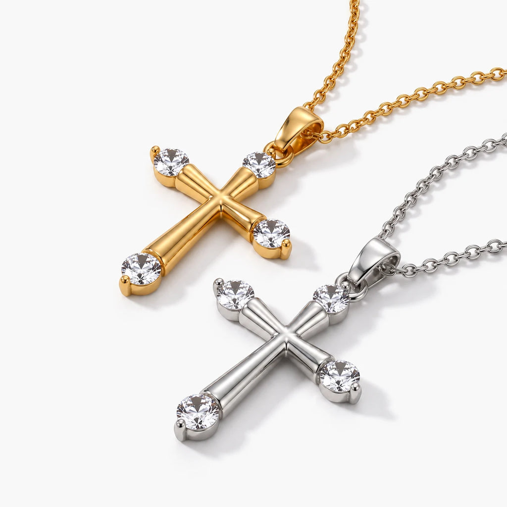 Serena Cross Necklace - finishes gold silver