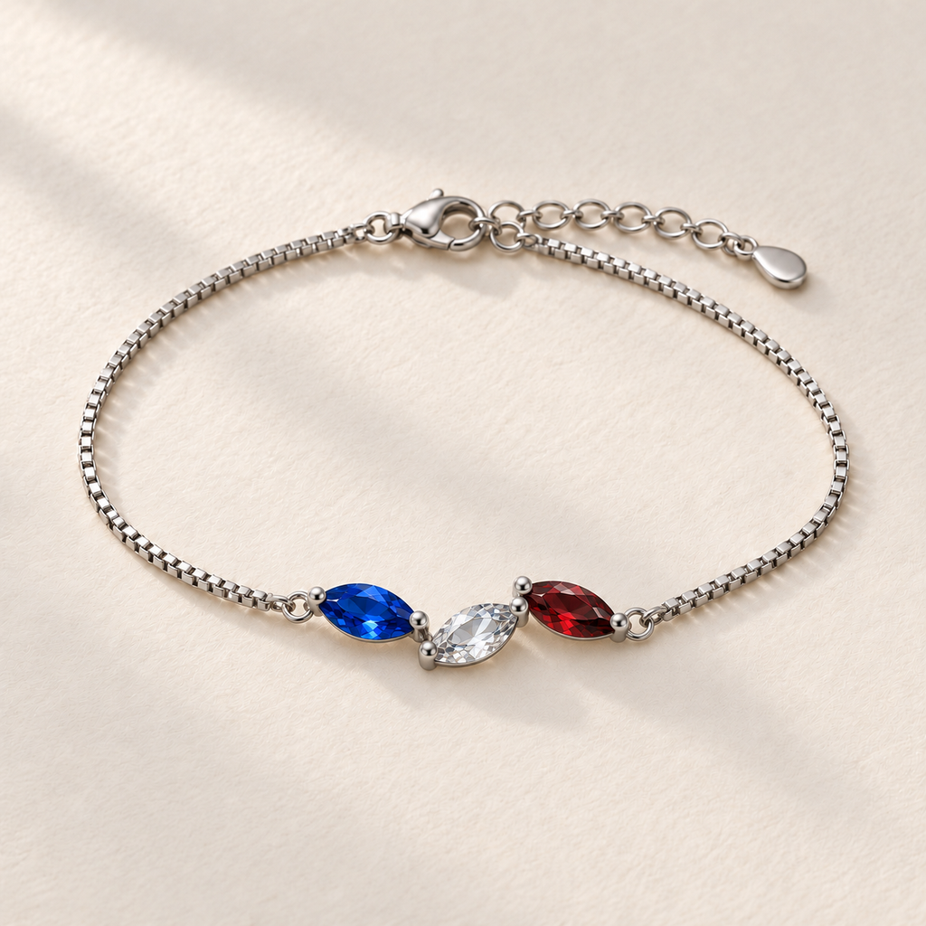 Leaf Family Birthstone Bracelet