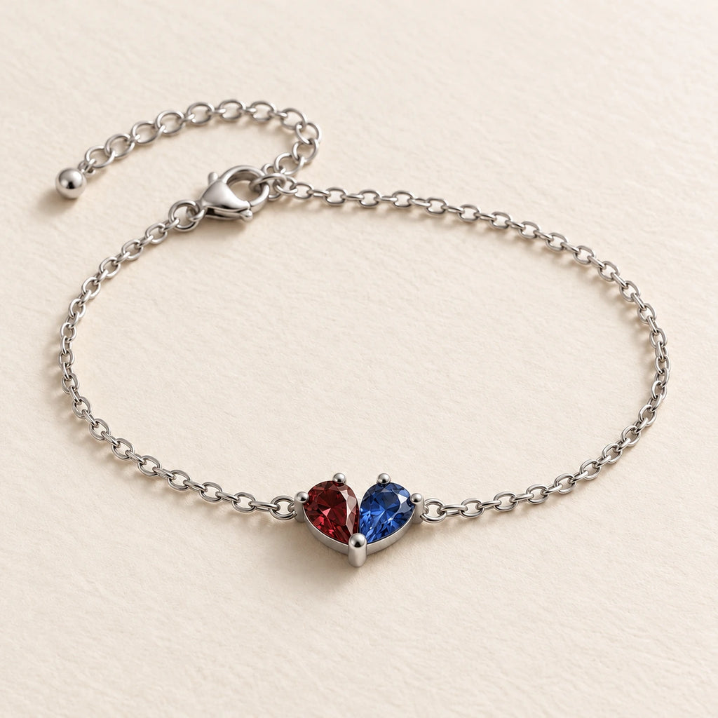 Duo Heart Birthstone Bracelet