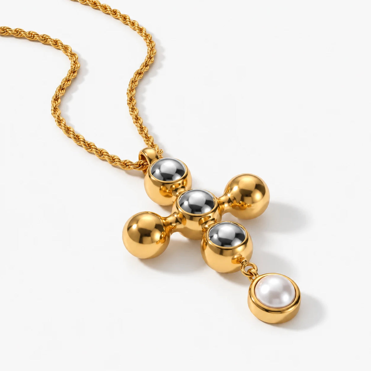 Solace Dome Cross Necklace - thumbnail gold