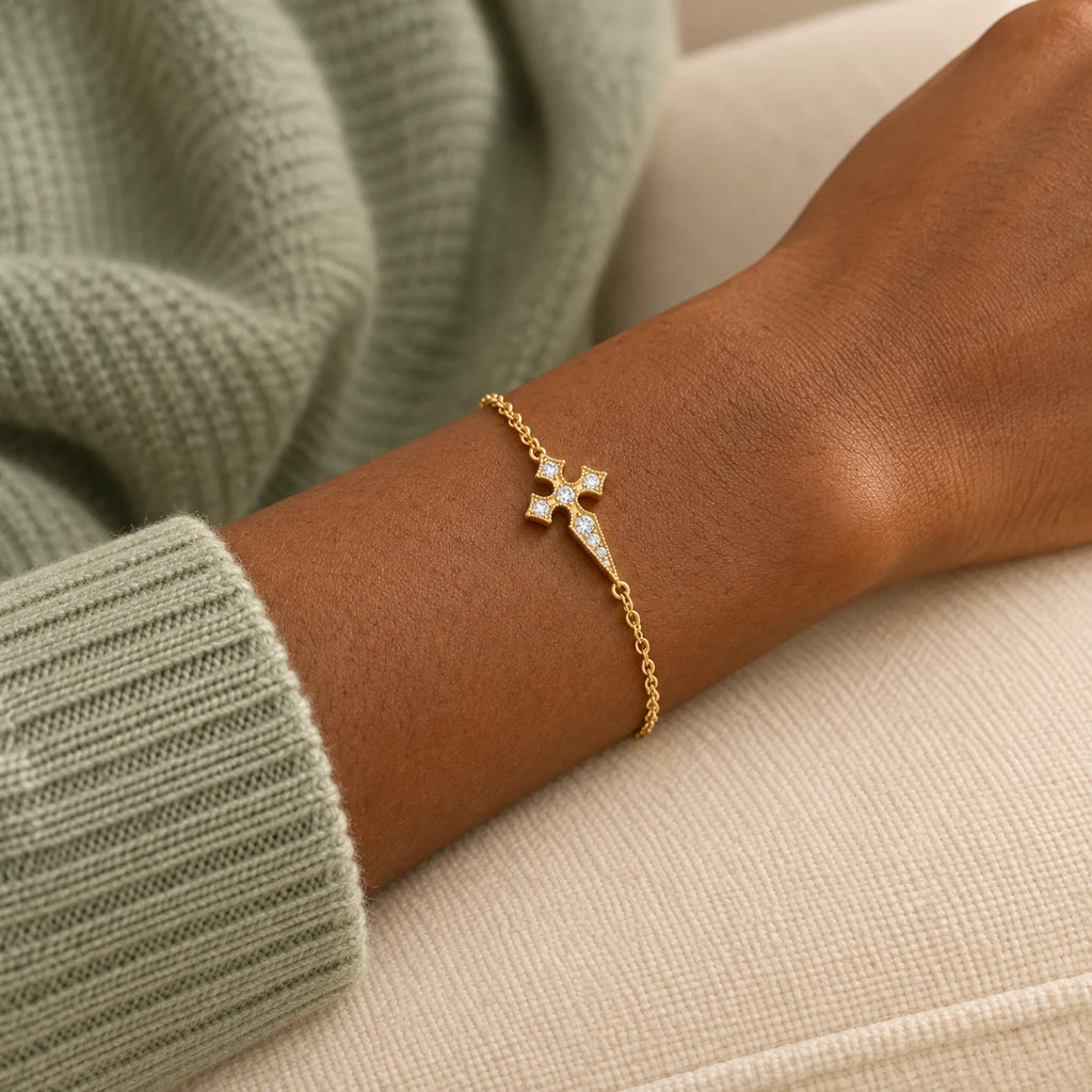 Sovereign Light Cross Bracelet - lifestyle gold sage