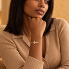 Sovereign Light Cross Bracelet - lifestyle gold portrait
