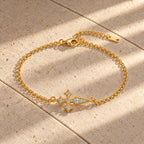 Sovereign Light Cross Bracelet - still life gold travertine