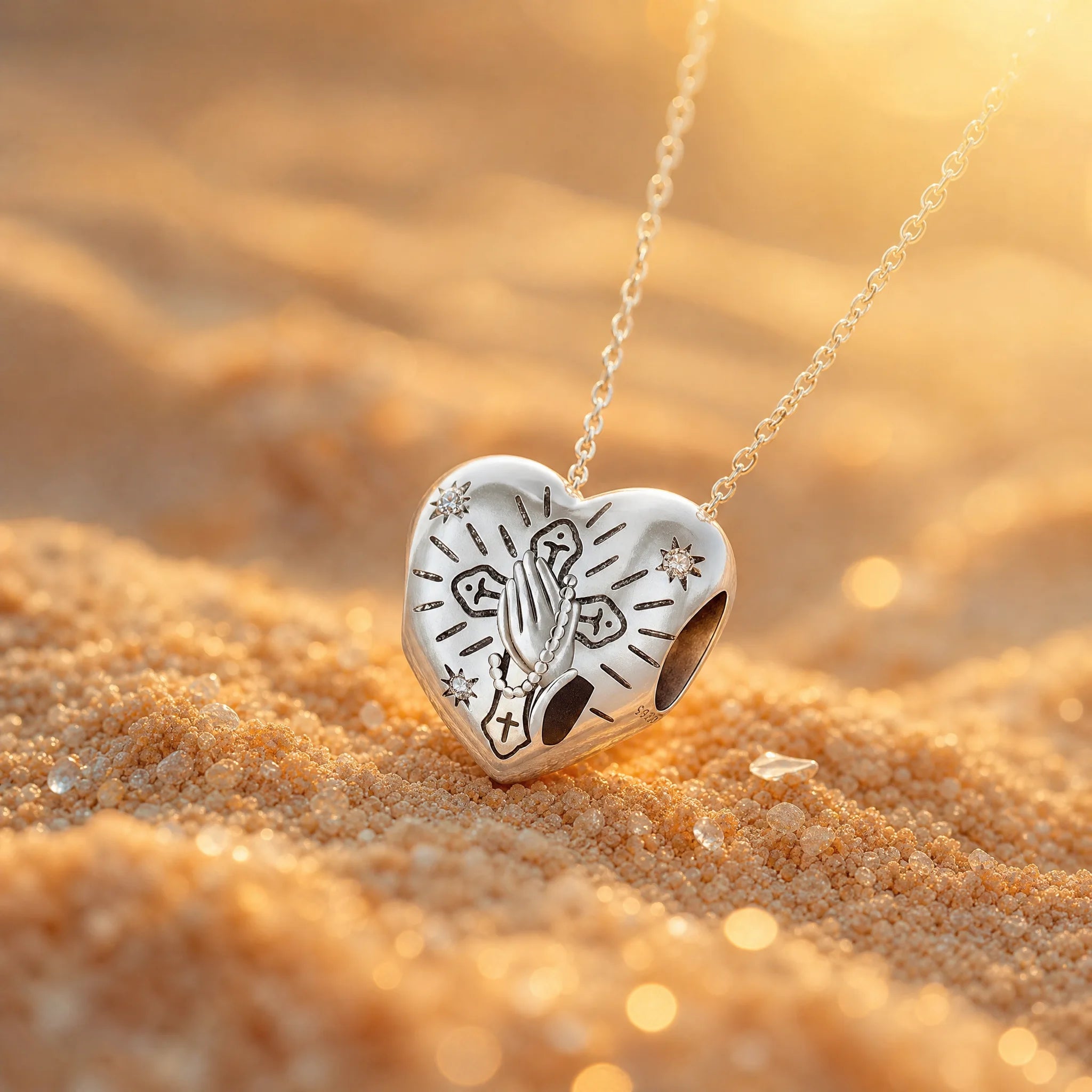 CALEO Spiritual & Mystic strict-ref lifestyle - Praying Hands Rosary Heart Charm - spiritual-mystic-grid-strict-ref-2007-r18-praying-hands-rosary-heart-charm