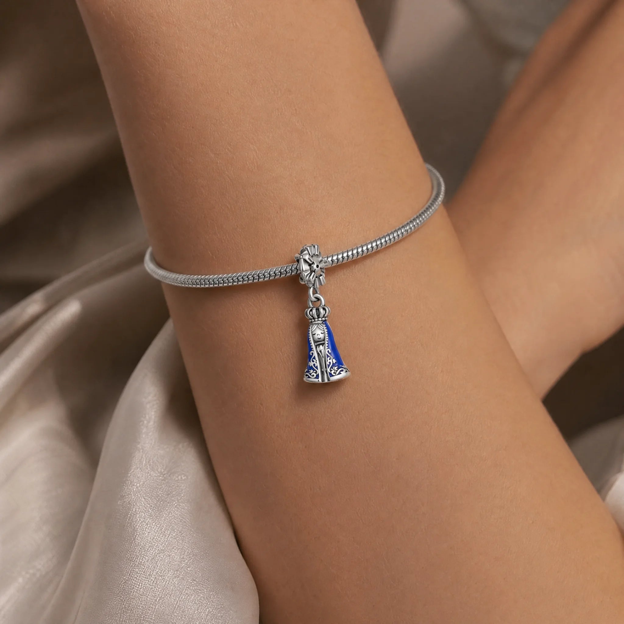 CALEO Spiritual & Mystic lifestyle - Blue Our Lady Medallion Dangle Charm - spiritual-mystic-mixed-r18-blue-our-lady-medallion-dangle-charm