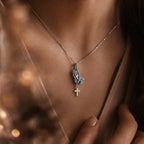 CALEO Spiritual & Mystic lifestyle - Praying Hands Cross Dangle Charm - spiritual-mystic-mixed-r21-praying-hands-cross-dangle-charm