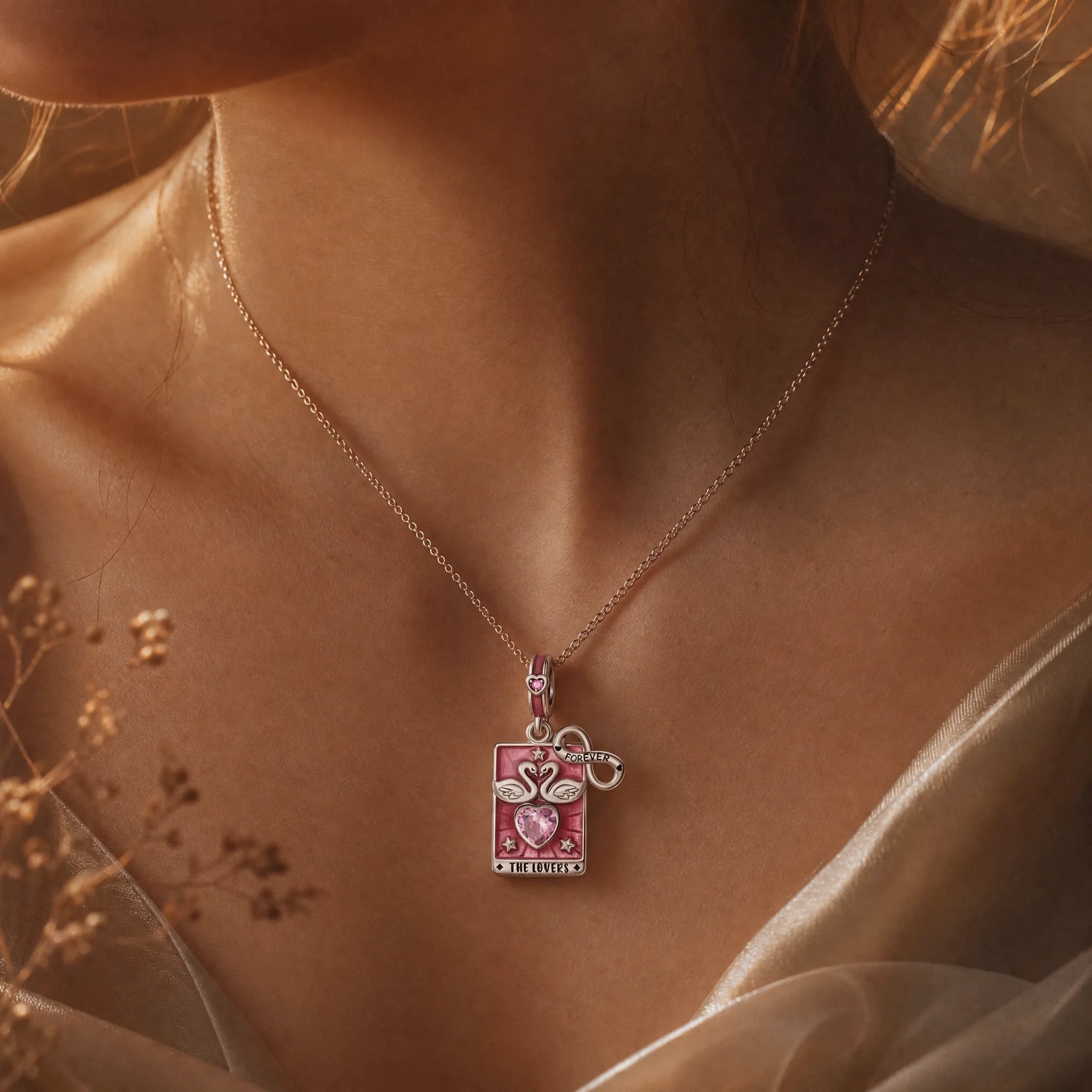 CALEO Spiritual & Mystic lifestyle - The Lovers Swan Tarot Charm - spiritual-mystic-mixed-r29-the-lovers-swan-tarot-charm