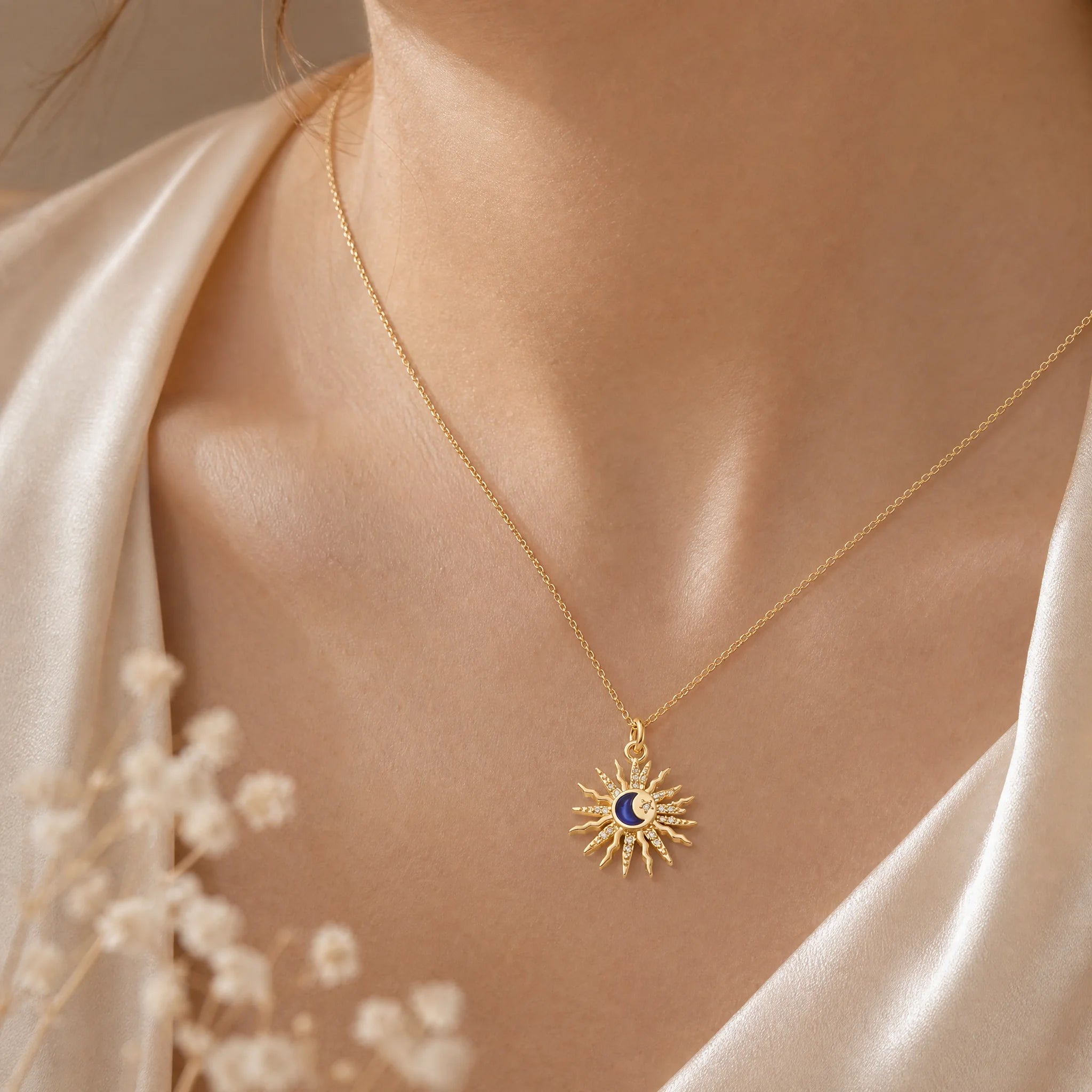 CALEO Spiritual & Mystic lifestyle - Sun & Moon Crystal Pendant Charm - spiritual-mystic-necklace-r07-sun-and-moon-crystal-pendant-charm