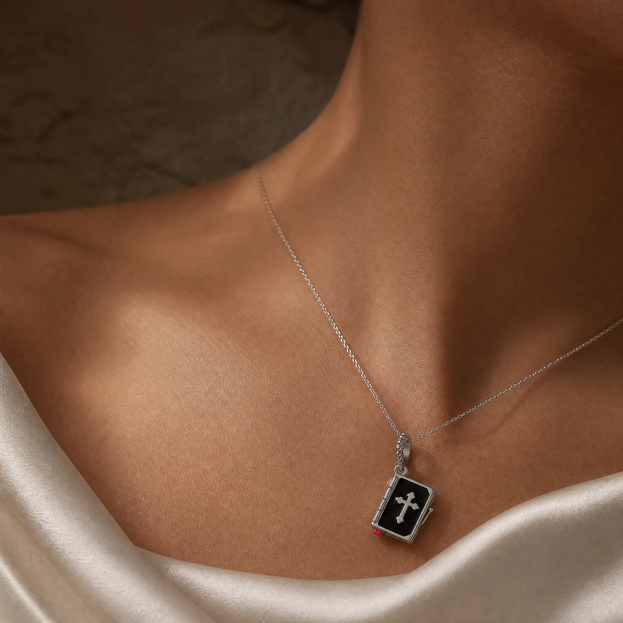 CALEO Spiritual & Mystic lifestyle - Black Bible Cross Dangle Charm - spiritual-mystic-necklace-r16-black-bible-cross-dangle-charm