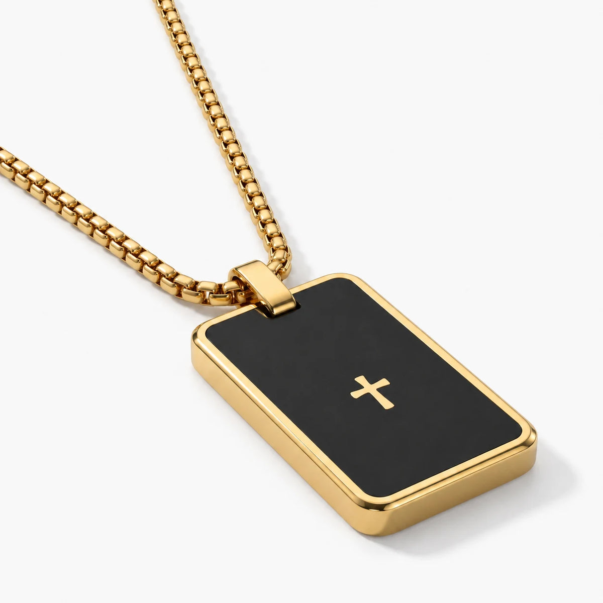 Steadfast Cross Tag Necklace - thumbnail gold