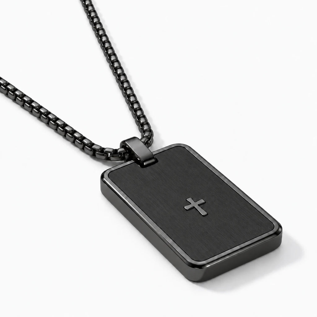 Steadfast Cross Tag Necklace - thumbnail black